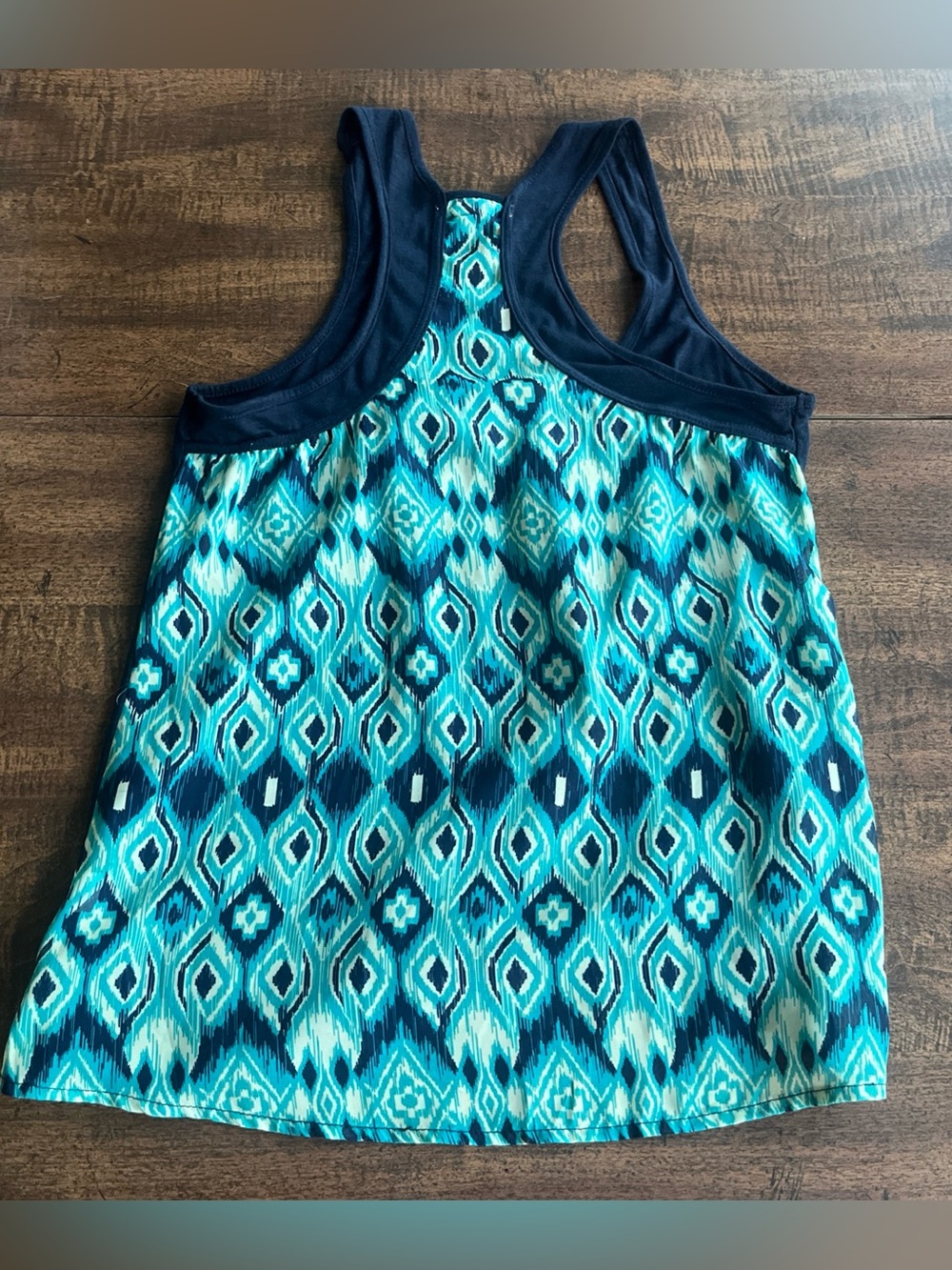 Y2K Geometric Racerback Tank Top Boho
Festival Fairy Sleeveless Navy Aqua S